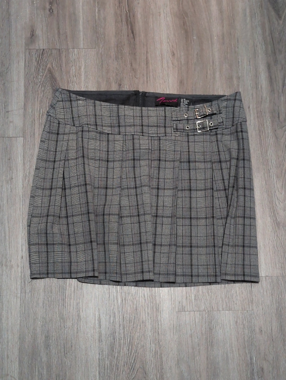 Rare Vintage Torrid Pleated School Girl Skirt Gray Plaid Sz 12